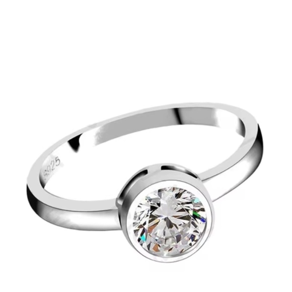 925 Silver Plate Pretty Ring Enclosed Crystal Zircon Promise Good Quality - Picture 6 of 11